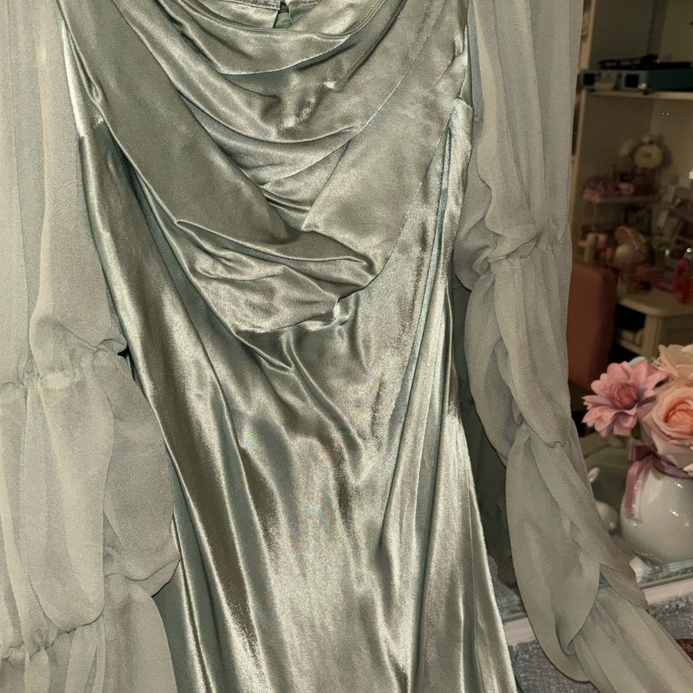 For Love & Lemons sage green long sleeve elven dress - Picture 7 of 10